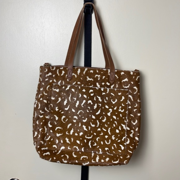 Madewell The Medium Transport Tote: Printed Calf Hair Edition Pecan - Picture 1 of 15